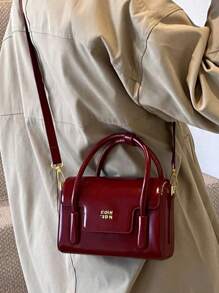 Neue Herbst- und Winter Handtasche in einfarbiger Nischenkonstruktion, modisches Buchstabendesign, vielseitig einsetzbare Umhängetasche, klassisches stimmungsvoller Design, verstellbarer Schultergurt, passend für Dates, Ausgehen, Einkaufen und den Pendlerverkehr. - Rot - Übersicht 2