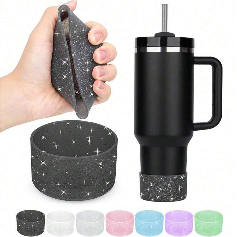 1 pezzo Accessori compatibili con , protezione in silicone compatibile con da 20-40 once e per borraccia Hydroflask da 12-24 once, glitter accessori compatibili con , accessori tazza compatibili con , protezione inferiore compatibile con , forniture per il rientro a scuola