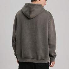 FAIABLE Mens Hoodies Oversized Unisex Wash Hoodie Heavyweight Fleece Vintage Cotton Sweatshirt Men Women Streetwear - 灰色 - 查看 4