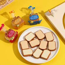 4pcs/Set Toast Bread Erasers, Children's Day Gift Supplies, Creative Food Shaped Stationery, Random Package Design