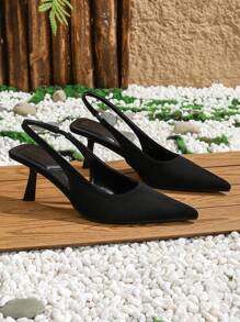 Xin Jing Shoes Fashionable Versatile High Heel Ladies Shoes, Women's Pumps For Commuting, Banquet, Backless Design - Black - View 3