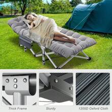 ABORON Oversized XXL Folding Camping Cot W/Mat For Adults, 78" L X 32" W X 18" H, Heavy Duty Outdoor Bed With Carry Bag,1200 D Layer Oxford Travel Camp Cots - U 石墨灰 - 查看 4