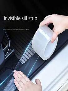 1 Roll Of Car Sill Strip Anti-Stepping Sticker Scratch Protection Car Door Pedal Protection Strip, Body Anti-Scratch Protection Tape, Single-Sided Nano Tape, Anti-Trampling Sticker Trunk Anti-Collision Sticker, Transparent General Decoration Supplies, Suitable For Car Decoration, Car Protective Film, Windproof, Scratch Resistant - Clear - View 4