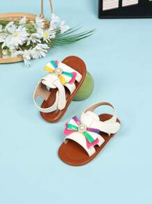 Toddler Girls' Peep Toe Non-Slip Casual Beach Sandals, Soft Bottom White Pearl Comfortable Cute Infant Shoes - White - View 4