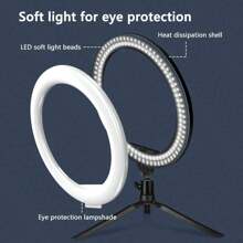 AXNEN Aro de luz de selfie de 10 pulgadas con trípode opcional, luz de relleno de fotografía, lámpara de anillo LED compatible con todos los teléfonos para grabación de video, transmisión en vivo