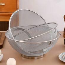 1pc Delicate Vegetable Bowl Restaurant Fruit Strainer Pasta Steel Strainer 1cm Salad Colander Kitchen Stainless Steel Mesh - 混合顏色 - 查看 3