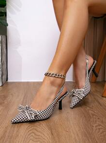 Zapatos de tacón alto de punta fina con estampa de mariposa para damas - Albaricoque - Ver 2