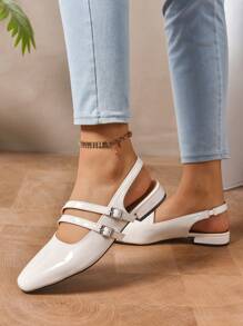 女式新款平底舒适百搭软底双带加大码乐福鞋