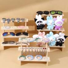 1pc Wooden Step Jewelry Display Stand, Eyeglass Organizer, Decorative Display Rack - Apricot - View 5