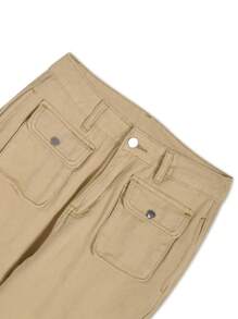 女士卡其色工装裤，新款休闲直筒复古棕色长裤，春秋