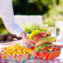 嘉年华纸质食物托盘马戏团小吃托盘马戏团派对装饰品烧烤爆米花热狗船万圣节生日嘉年华主题派对用品 - 彩色 - 查看 5