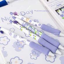 (Back To School) 4pcs/Box Flower Series Soft Gel Pens, Fast Drying Smooth Writing For Office, Study & Learning Stationery - Multicolor - View 11