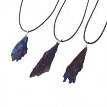 1pc Plated Natural Black Tourmaline Gemstone & Peacock Feather Design Pendant