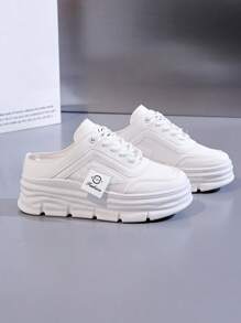 1 coppia di ciabatte da donna in rete e pannelli, sneaker casual alla moda con suola spessa