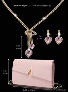 女士水钻首饰 闪亮奢华水钻首饰套装 闪亮项链 耳环 手链套装 个性天鹅绒手提 V 型五金翻盖信封包 宴会包 手提包 宴会包 钱包手提包 优雅手提宴会包 手提包 女士舞会手提包 女士新娘宴会包 舞会手提包 金属链条手提包 婚礼派对手提包 酒会婚礼 新款钱包宴会包 - 粉色 - 查看 8