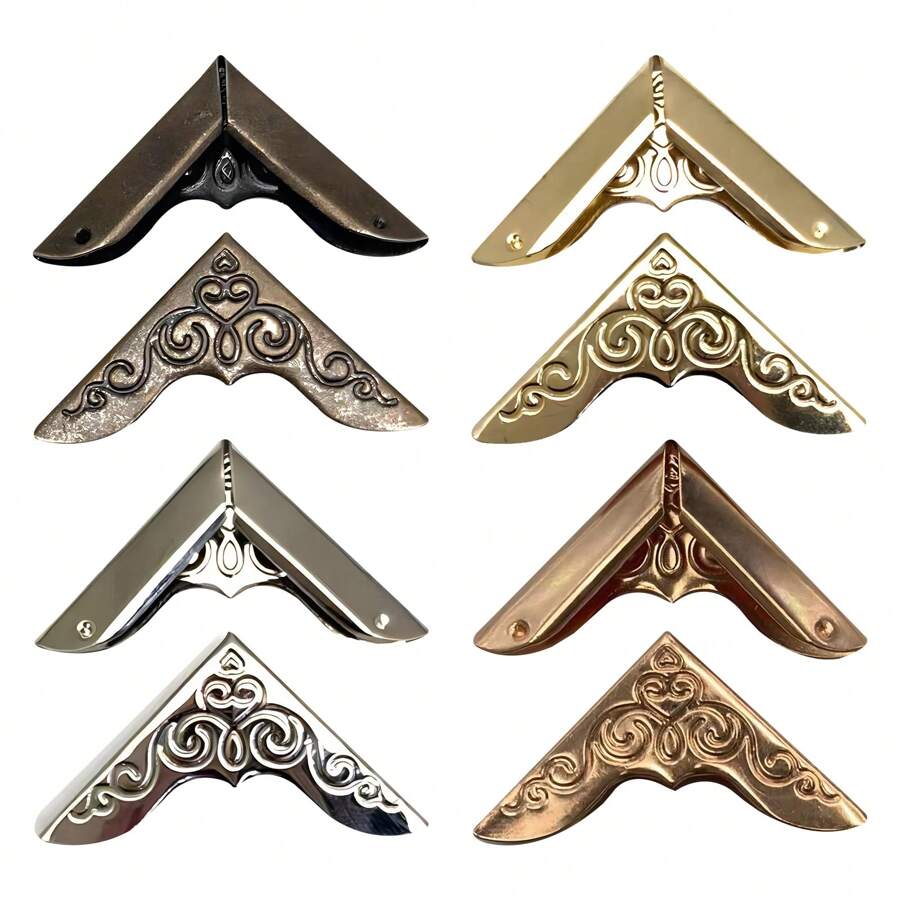 80Pcs Vintage Metal Book Corner,Decorative Protector Cover For Gift Box, Book, 4 Color Scrapbook Album Notebook Folder Corner Decorative Frame Angle Protector Covers