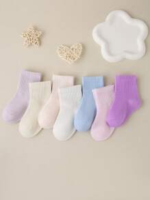 Random 10 Pairs All-Season Children's Short Socks, Simple Solid Color Baby Socks, Suitable For Daily Wear Or School - Multicolor - View 6