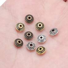 50pcs/Pack Retro Metallic Spacer Beads, 6.5mm Gold, Silver, Bronze Color, Elegant Handmade Jewelry Making DIY Supplies, Suitable For Bracelet, Necklace, Accessory, Pendant, Wholesale Beads