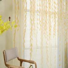 210*95cm Vintage Pastoral Floral Tulle Voile Door Scarf Valances Drape Sheer Window Curtain Home Decor