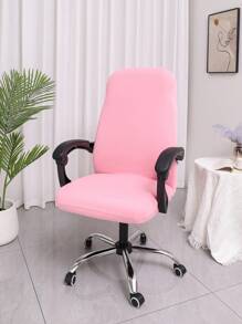 Funda de silla de oficina universal de unicolor rosa de alta elasticidad para usar en cualquier época del año, funda para silla de escritorio y computadora, funda para silla de oficina, funda para silla de gerente, funda elástica para silla, decoración del hogar - Rosa - Ver 2