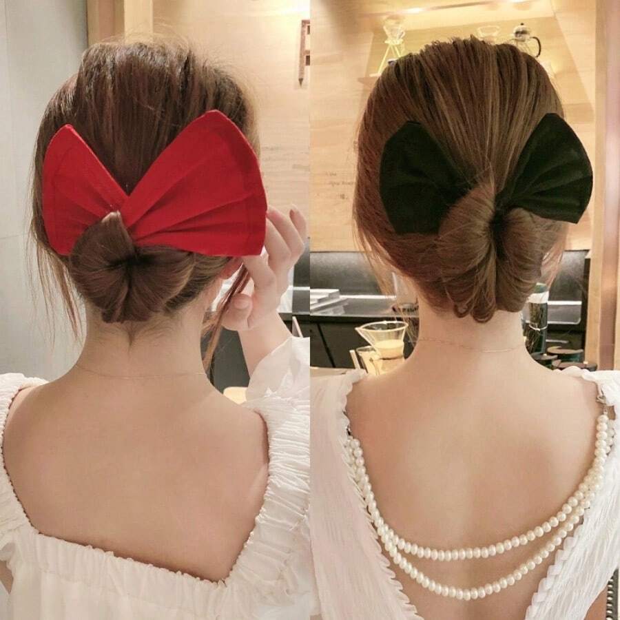 1pc Twist Flex Hair Clamp/Bow Bun Maker/New Print Hair Styling Tool Accessory Home Bathroom Decor - Multicolor - View 1