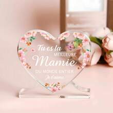 1pc 3.93inch Acrylic Heart Plaque – Heartfelt Gift For Grandma, Stepmom, Mamie – Perfect For Grandmother's Day, Birthday, Christmas – Unique Heart Decoration Gifts Graduation