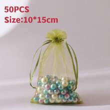 10/50/100pcs Medium Size: 10*15cm Organza Gift Packaging Bags, Wedding Candy Bags, Wedding Favor Bags, Gift Packaging Supplies, Organza Bags For Wedding & Celebration Gift Packaging - Multicolor - View 54