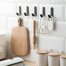 6pcs Adhesive Hooks, Coat Hanger, Wall Hanging Hooks, No Drilling Needed For Hanging Bags, Towels, Loofahs, Keys, Hats, Kitchen And Bathroom Space-Saving Wall Hanger With Multiple Utility Hooks, Modern Style Hook Rack For Clothes