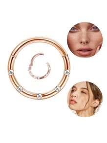 1 件不锈钢软骨耳屏耳环，8 毫米 10 毫米方晶锆石环形鼻环，身体穿孔首饰 - 無縫圈 - 查看 16