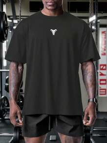 VitaFith New Bull Print Casual Sports Fitness American Style Men T-Shirt, Fashionable Sports & Fitness, Versatile Casual Daily Wear, Lightweight