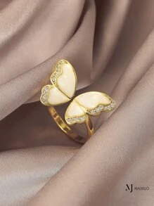 1 szt. Regulowany pierścień w kształcie litery H, materiał miedziany, letnie akcesoria damskie, moda, odpowiedni na codzienne randki, wakacje, wesela, imprezy, walentynki, festiwale damskie, urodziny, rocznice, plaża, prezenty wielkanocne, obrączki ślubne, akcesoria na bal