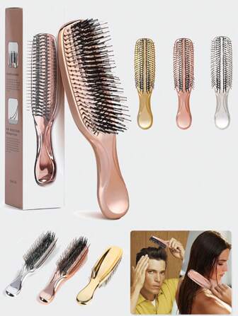 Luxury Electroplated Comb | High-End Metallic Luster, Unisex Design, Wet & Dry Use, Creates Silky Smooth Hair, Anti-Static & Frizz-Free, Instantly Enhances Hair Texture, Long-Lasting Styling, Easy Perfect Hairstyle! Hair Comb, Hair Brush, Hair Styling Tool, Hair Product & Accessory, Suitable For Barbershop, Salon, Back To School, Travel & Vacation.