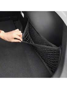 1pc Universal Practical Car Organizer Back Mesh Trunk Seat Stretchy Rope Mesh Hook And Loop Car Universal Organizer Pocket - Multicolor - View 4