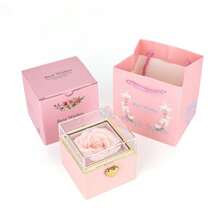 旋转心形母亲节香皂花礼盒，玫瑰花首饰盒，戒指/项链首饰包装盒，生日礼物首饰盒旅行收纳盒 - 彩色 - 查看 8