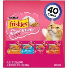 Purina Friskies Prime Filets Surfin' & Turfin' Favorites Chicken, Seafood, Tuna, Salmon, Fish And Beef Flavor Wet Cat Food - 5.5oz/40ct