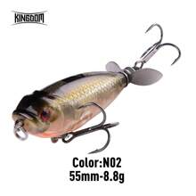 Kingdom Propeller Popper Floating Fishing Lures 8.8g 55mm Trolling Wobblers Rotating Tail Topwater Pencil Professional Hard Bait