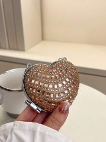 1PC Girls Mini Messenger Bag, Fashion Diamond Handmade Bag Messenger Bag New European And American Retro Popular Lipstick Bag Love Messenger Bag, Suitable For Middle School Students And Teenagers, Going Out Shopping, Travel Daily Match, Suitable For Shopping Daily Use. - Multicolor - View 5