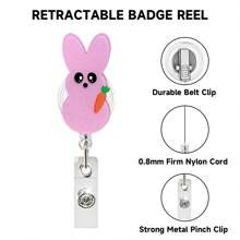 Easter Bunny Acrylic Badge, Alligator Clip Expandable Nurse ID Badge Holder, Holiday Badge