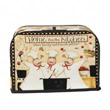 قطعة واحدة غطاء لصانع الخبز على طراز المزرعة العتيقة،غطاء غبار صانع الخبز بنمط الشيف السمين قابل للغسيل، ملحق إبداعي للمطبخ مع خطاف للتعليق، مناسب لشرائح خبز 2/4 قياسية