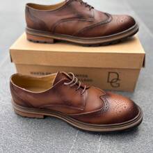 Zapato Bostoniano De Piel Cafe Sombreado Para Hombre Zapato Oxford - Marrón - Ver 3