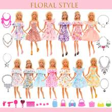 Clothes & Accessories For 30cm Dolls (Doll Not Included), 10pcs Set Including 3 Random Dresses, 3 Random Bags, 3 Random Necklaces, 1 Grooming Accessory - Multicolor - View 7