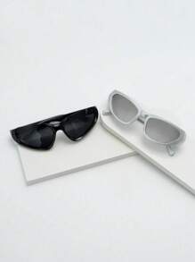 2pcs Futuristic Silver Y2K Millennium Fashion Glasses