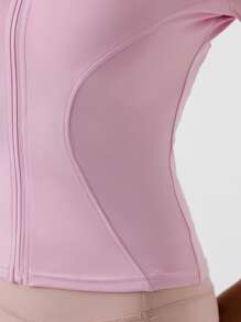 NcmRyu 1 件女士时尚短袖无缝弹力拉链运动夹克，春夏