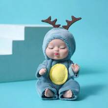1pc 11cm Mini Plush Reborn Baby Doll, Role Play Stuffed Princess Doll With Movable Limbs, Changeable Clothes, Suitable For 0-3 Years Old Girls