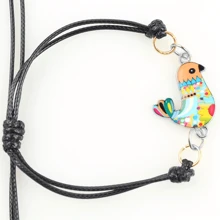1 pieza/5 piezas Pulsera colgante de pollo miniatura colorido, elegante vintage con tema animal, hecho a mano con cordón de plástico tejido, tamaño ajustable, adecuado para uso diario y fiestas, regalo para amantes de los animales, se puede dar a familiares o amigos