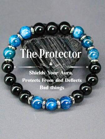 Guardian Bracelet Blue Apatite Beaded Bracelet For Men Women Daily Wear Protection And Grounding Crystal Jewelry Gift