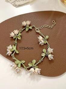 1 pieza Pulsera con diseño de flor de lirio elegante, accesorio de moda dulce y con estilo para mujeres