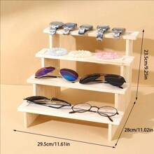 1pc Wooden Step Jewelry Display Stand, Eyeglass Organizer, Decorative Display Rack - Apricot - View 6