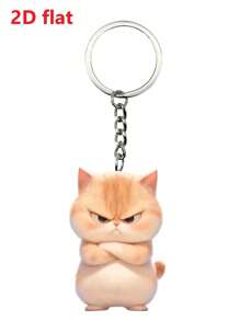 1pc 2D Acrylic Angry Cat Design Pendant/Keychain/Backpack Charm, Decorative Gift