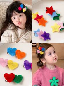 Set de 6 pasadores de pelo con diseños de dopamina, estrella, pentagrama, corazón y flor, accesorios de pelo de princesa simples y lindos, adecuados para uso diario para recoger y decorar el cabello